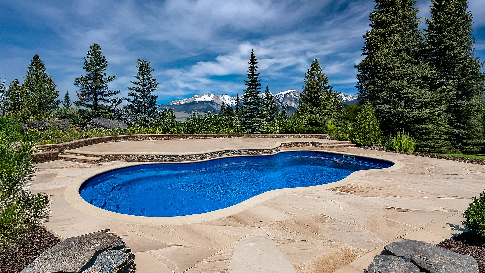 Sequoia Fiberglass Pool – Deep-End Freeform by Baur Pools